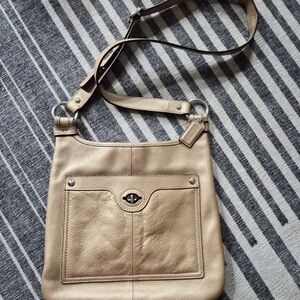 Coach Tan and Blue Leather Bag